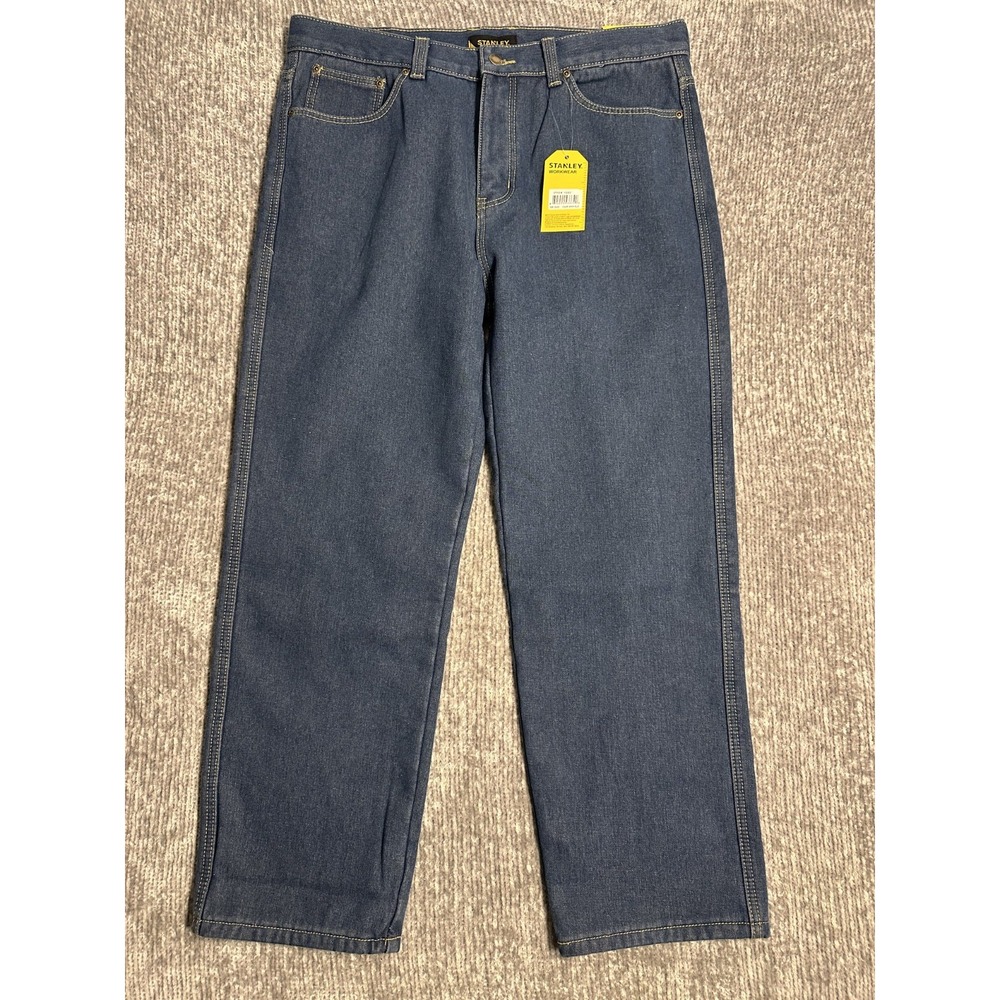 Stanley Jeans Mens 36x30 Blue Workwear Fleece Lined Denim Rugged Work Pants